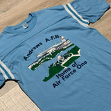 Vintage 80s Artex Andrews AFB / Air Force One Presidential Blue Ringer T-Shirt - Sm/Med