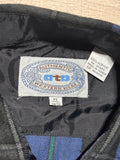Vintage 80s ATB Western Blue / Black Plaid Flannel Pearlsnap Shirt - Large