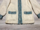 Vintage 50s Cameron Cream Mohair / Wool Zip Up Sweater Jacket - Small
