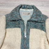 Vintage 50s Cameron Cream Mohair / Wool Zip Up Sweater Jacket - Small