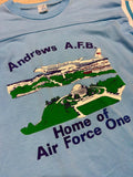 Vintage 80s Artex Andrews AFB / Air Force One Presidential Blue Ringer T-Shirt - Sm/Med