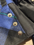 Vintage 80s ATB Western Blue / Black Plaid Flannel Pearlsnap Shirt - Large