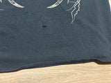 Vtg 90s Faded Black Distressed Eagle Lightning Storm Biker T-Shirt - XL/XXL