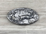 Vintage 70s Adezy Elk / Hunting (oval) Pewter Belt Buckle -  Made in USA