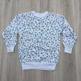 Vintage 80s Confetti White Crew Neck Sweatshirt - XS/S
