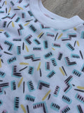 Vintage 80s Confetti White Crew Neck Sweatshirt - XS/S