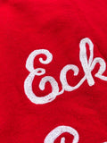 Vintage 70s Red Zip Up Track Jacket – Eckroat Seed Co. Chainstitch Embroidery - Small