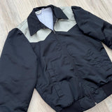 Vintage 80s Black & Silver Western Satin Bomber By Boone Industries - Made in USA - Womens Small