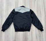 Vintage 80s Black & Silver Western Satin Bomber By Boone Industries - Made in USA - Womens Small