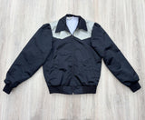 Vintage 80s Black & Silver Western Satin Bomber By Boone Industries - Made in USA - Womens Small