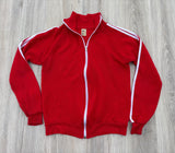 Vintage 70s Red Zip Up Track Jacket – Eckroat Seed Co. Chainstitch Embroidery - Small