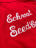 Vintage 70s Red Zip Up Track Jacket – Eckroat Seed Co. Chainstitch Embroidery - Small