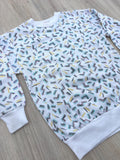 Vintage 80s Confetti White Crew Neck Sweatshirt - XS/S