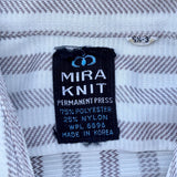 Vintage 70s Mira Knit White / Maroon Herringbone Stripe Button Up (S/M)