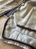 Vintage 80s/90s Gray Velour Dormeui England Western / Roseo Vest  w/ Concho & Fringe