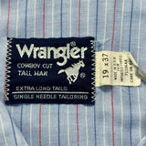 Vintage 80s Wrangler Baby Blue Striped Long Sleeve Pearlsnap Western Shirt (XXL)