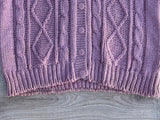 Vintage 80s Women's Hand Knit Pink Button Up Cardigan Sweater w/ Fringe