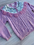 Vintage 80s Women's Hand Knit Pink Button Up Cardigan Sweater w/ Fringe