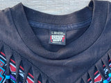 Vintage 90s Black Screen Stars Aztec / Southwestern Bandana T-Shirt w/ Fringe - Sm/Med