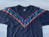 Vintage 90s Black Screen Stars Aztec / Southwestern Bandana T-Shirt w/ Fringe - Sm/Med