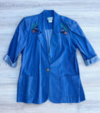 Vintage 90s Denim Duster Coat – Embroidered Cactus Western Jacket