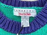 Vintage 90s Green & Blue Floral Sweater/Cardigan - Cambridge Sports Club - Medium