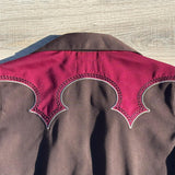 Classic Y2K Women's Panhandle Slim Brown / Maroon Pearl Snap Shirt - Medium