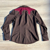 Classic Y2K Women's Panhandle Slim Brown / Maroon Pearl Snap Shirt - Medium