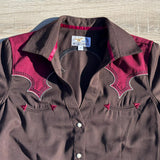 Classic Y2K Women's Panhandle Slim Brown / Maroon Pearl Snap Shirt - Medium