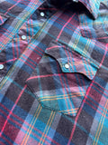 Vintage 80s ATB Western Flannel Pearlsnap Shirt - Size Large