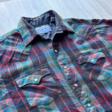 Vintage 80s ATB Western Flannel Pearlsnap Shirt - Size Large