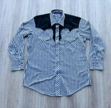 Vintage 70s Kenny Rogers Karman Western Pearl Snap Shirt – Striped Black Yoke - Large
