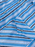 Classic ELY White / Blue Striped Western Plaid Pearlsnap Shirt - Med/Lrg