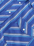 Vintage 90s Wrangler Blue/Purple/Green/Gray Striped Western Pearlsnap Shirt - XXL