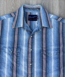 Vintage 90s Wrangler Striped Denim Western Shirt – White Sleeves, Medium/Large