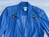 Vintage 90s Denim Duster Coat – Embroidered Cactus Western Jacket