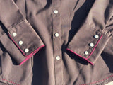 Classic Y2K Women's Panhandle Slim Brown / Maroon Pearl Snap Shirt - Medium