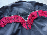 Vintage 90s Black Rockmount Western Shirt – Red Fringe Pearl Snap (S/M)