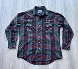 Vintage 80s ATB Western Flannel Pearlsnap Shirt - Size Large