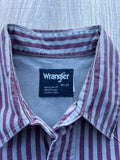 90s Vinatge Wrangler Maroon/Gray Striped Brushpopper Western Button Up Shirt - large