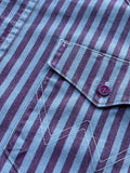 90s Vinatge Wrangler Maroon/Gray Striped Brushpopper Western Button Up Shirt - large