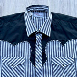 Vintage 70s Kenny Rogers Karman Western Pearl Snap Shirt – Striped Black Yoke - Large