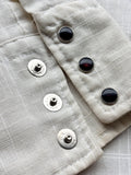 Vintage 60s Miller Cream Linen Western Shirt with Embroidery & Smile Pockets - Pearlsnap