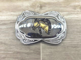 Vintage 2-Tone Horse / Horseshoe Belt Buckle