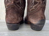 Women's Size 8.5 Pistolero Chocolate Brown Brushed Suede Leather Cowboy Boots