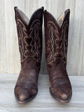 Women's Size 8.5 Pistolero Chocolate Brown Brushed Suede Leather Cowboy Boots