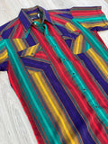 Vintage 90s Panhandle Slim Mardi Gras Short Sleeve Pearl Snap Western Shirt - Large