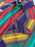 Vintage 90s Panhandle Slim Mardi Gras Short Sleeve Pearl Snap Western Shirt - Large