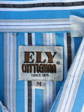 Classic ELY White / Blue Striped Western Plaid Pearlsnap Shirt - Med/Lrg
