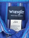 Vintage 90s Wrangler Blue/Purple/Green/Gray Striped Western Pearlsnap Shirt - XXL